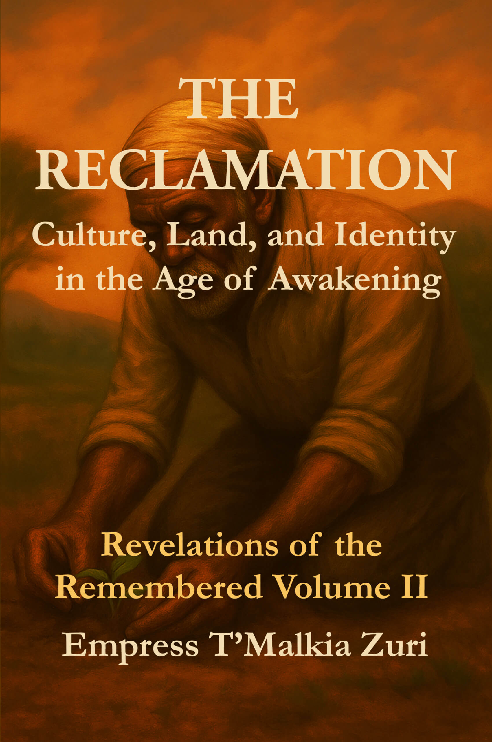 Front cover of The Reclamation: Culture, Land, and Identity in the Age of Awakening by Empress T’Malkia Zuri, featuring ancestral imagery in warm earth tones.